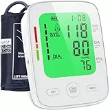 Tensiomètre Bras, Tensiometre Médical avec grand écran LCD à 3 couleurs, Moniteur Numérique à Cristaux Liquides Brassard ajustable (22-42 cm) | 2 * 99 Jeux de Mémoire | Moniteur de Fréquence Cardiaque