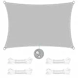 NINGESHOP Voile d'ombrage Rectangulaire 2x3m, Toile PES Résistant à l'eau, Filet Rectangle 3x2m,Auvent Imperméable UV Protection pour Jardin Terrasse Camping, avec Corde Libre, Gris