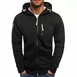 Générique Sweat Homme à Capuche Zippé Hiver Chaud Veste Sport DéContracté Léger Respirant Hoodie Pull Couleur Unie Manches Longues Sportswear avec Poche Veste Pas Cher VêTements en Sweat