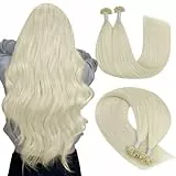 YoungSee Extension à Chaud Blonde Platine 55 cm Extensions Kératine Blonde Platine Extension Keratine Cheveux Blond Extension Cheveux Humain pour les Cheveux Longs 50brin/50g Extension Keratine Ondulé