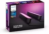 Philips Hue Play White and Color Ambiance Barre lumineuse LED connectée, Pack de 2, unité de base, Barre LED pour TV et gaming (Compatible avec Alexa, Google Assistant et Apple HomeKit), Noir