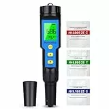 Homcoice PH Mètre 4 en 1 avec TDS EC Température, IP67 étanche Testeur pH Piscine Hydroponie Spa, Tester Eau Numérique de 0.01 haute précision avec fonction ATC