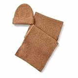 Amazon Essentials Ensemble écharpe et chapeau en faux mohair Mixte Adulte, Camel chiné., Taille unique