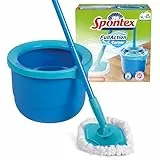 Kit balai Spécial Coins Spontex Full Action & seau | Atteint les coins exigus | Système de rinçage et essorage à 360° | Nettoie les sols stratifiés, planchers et carrelages | 1 Tête en microfibre