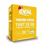 IDEAL - Kit Teinture Tout en Un Mini Jaune - 230 g - Colorant + Fixateur + Sel Inclus - Teinture Textile Longue Tenue - Coton, Lin, Soie, Viscose - Efficace dès 30°C - Fabrication Française