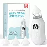 Mouché Bébé Électrique, Aspirateur Nasal Bébé avec Les vitesses 1 à 9 Peuvent être Réglées par Étapes, 4 Embouts en Silicone, Prévention du Reflux, Affichage LED, Convient Aux Tout-Petits et Aux Bébés