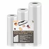 Rouleau Sous Vide Alimentaire, 15M Sac Sous Vide Alimentaire Compatible Pour Divers de Appareils de Mise Sous Vide, 3 Packs 28 cm x 500 cm et 25 cm x 500 cm et 20 cm x 500 cm, Sans BPA