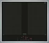 Siemens EX645HXC1E iQ700 Plaque à induction, intelligente, 60 cm, noire, avec cadre, varioinduction, TouchSlider, capteur de cuisson Pro, rôtir sans risque de combustion