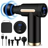 AQXONG Mini Pistolet de Massage Musculaire, Pistolet de Massage Ultra Silencieux, 6 Vitesses, 4 Têtes de Massage, l'Écran LCD, Masseurs Électriques Portables pour Soulager les Douleurs Musculaires