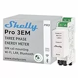 Shelly Pro 3EM - Compteur électrique triphasé connecté 120 A, LAN, Wi-Fi, Montage sur Rail DIN, Compatible avec MODBUS, Stockage données, Mesure énergie photovoltaïque, App iOS Android