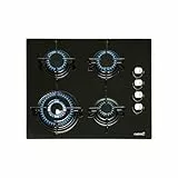 CATA CIB 6031 BK Plaque de cuisson au gaz 4 brûleurs 1 triple couronne Pour cuisinière à gaz naturel Largeur 59 cm Puissance totale de 8 Kw Tiges et brûleurs émaillés