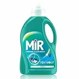 Mir, Lessive liquide fraicheur, Formule unique 3en1, Raviveur lavage après lavage, Neutralise les mauvaises odeurs, Préserve l'elasticité des fibres,Pour textiles synthetiques et techniques,27 lavages