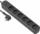 Electraline 32053 Bloc 6 prises avec interrupteur/fiche plate 1,5 m Noir