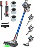 Ivormentico Aspirateur Balai sans Fil, 50Mins/40KPA Aspirateur sans Fil, Aspirateur Balai avec LED Verte, Aspirateur avec Brosse à Plancher Améliorée, pour Tapis, Sols Durs, Poils d'animaux,Bleu Foncé