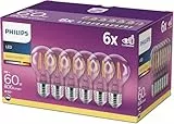 Philips, Lot de 6 ampoules LED Classic E27 (Equivalent 60 W), lampes LED à lumière blanc chaud, éclairage LED à économie d'énergie avec une longue durée de vie