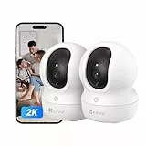 EZVIZ 2K Caméra Surveillance WiFi Intérieure, Camera Bébé WiFi 2.4Ghz Pan/Tilt à 360 °, Vision Nocturne Intelligente, Suivi Auto, Audio Bidirectionnel, Mode Veille, Alexa, CP1 Pro 2K 2Pack