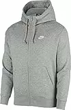 Nike Homme M Nsw Club Hoodie Fz Bb Veste, Dk Grey Heather/Matte Silver/W, XXL EU