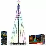 Govee Christmas Cone Tree Lights, 2,28m 370 LED RGBIC Guirlande lumineuse avec Contrôle Intelligent par APP, 82+ Modes Scène, Étanchéité IP67 Décoration pour Halloween et Noël, Mode Musique, Noir