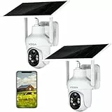Xega 2 Pièces 4G Camera Exterieur avec Carte Sim sans Fil, Vision Nocturne Colorée 3MP, PTZ Caméra avec Panneau Solaire Batterie, Détection Mouvement PIR & Humaine, Audio Bidirectionnel IP66