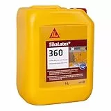 SIKA - Primaire d'adhérence et produit de cure - SikaLatex 360 - Résine d'accrochage pour adhérence et étanchéité des mortiers et enduits (ciment/plâtre/chaux) - Prêt à l'emploi - 5L
