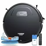 Laresar Clean Evol 3 Aspirateur Robot 4500Pa, Robot Aspirateur Laveur Ultra Silencieux & Fin de 7,6cm, Alexa/2.4WiFi/APP/Télécommande, Aspirateur Robot Laveur pour Tapis Sol Dur (Noir)