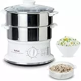 Tefal, Cuiseur vapeur, Cuisson saine, Bols en acier inoxydable, Empilables, Minuterie, Arrêt automatique, Pièces lavables au lave-vaisselle, Convenient Series, VC145130