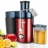 Centrifugeuse Extracteur de Jus, 3 vitesses, extracteur Frutta e Verdura 800W avec bouche de 75 mm de large, facile à nettoyer, acier inoxydable sans BPA (Rouge-30)