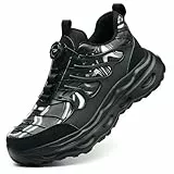 Gugifcto Chaussures de Sécurité Homme/Femme - Légères, Respirantes & Antidérapantes avec Semelle Amortissante - Protection Anti-Choc/Perforation - Fermeture Rapide à Boucle Black 36