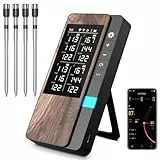 Thermomètre Cuisine Pack de 4, Thermometre Viande avec Application, Meat Thermometer Étanche IP67 Sans Fil, Sonde Temperature Connectée pour Barbecue, Four, Grill, Cuisine, Fumoir, Rôtisserie