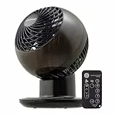 Iris Ohyama, Woozoo Ventilateur de Table, 30m², Noir Boisé, 5 Vitesses, Télécommande, Oscillation Multidirectionnelle, Minuteur 4h, Silencieux, pour Bureau, Chambre, Puissant, PCF-SC15T