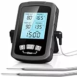CIRYCASE Thermomètre Cuisine avec Sondes Doubles 16.3cm, Minuteur et Température Préréglée Thermometre Cuisson Numérique Lecture Instantané avec Écran LCD & Auto-Arrêt pour Barbecue/Fumoir/Grill/Meat