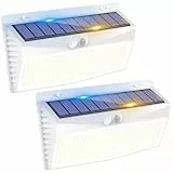 Peasur 368LED Lampe Solaire Exterieur Detecteur de Mouvement, 3 Modes Lumiere Solaire, Étanche Eclairage Solaire pour Mural Jardin Outdoor Garage Cour Blanc Froid [Lot de 2]