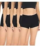 wirarpa Boxer Femme Shorty Femmes Panty Coton Short Caleçon avec Entrejambe Large Coton Lot de 4 Noir Taille M