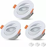 VTERLY LED Spot Encastrable, 3 Pièces 7W Encastré Lampe Plafonnier Plat Rond, Lampe Plafond Orientable 40°, 650LM, 3000K Blanc Chaud, Pas Dimmable, AC 220-240V, Spot de Plafond Angle 120°