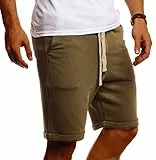 Leif Nelson Bermuda LN8352 - Pour homme - En coton - Pour le jogging, les loisirs, le sport, le fitness, kaki, L