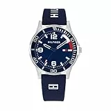 Tommy Hilfiger Montre Garçon avec Cadran Bleu, Bracelet en Silicone Bleu, Boîtier Acier Inoxydable 34mm, Lunette Aluminium, Mouvement Quartz 3 Aiguilles, Résistance à l’Eau 5 ATM - 1720016