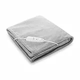 medisana HB 675 Couverture chauffante en peluche XXL, lavable, couverture en peluche avec arrêt automatique, 4 niveaux de température, 200 x 150 cm, design réversible 2 couleurs, gris/gris foncé