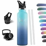 HoneyHolly Bouteille Isotherme 1L, étanche sans BPA, Gourde Isotherme, Double Paroi, Bouteille, 18/8 Acier Inoxydable, Gourde INOX, Bouteille d'eau pour Sport, Randonnée, École, Bureau