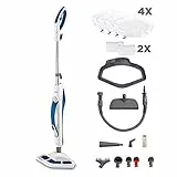 Polti Vaporetto SV460 Double, Balai Vapeur 2-en-1 avec Nettoyeur Portable, Puissance Max 1500 W, 17 Accessoires Inclus, Prêt en 15 Secondes, Réservoir Amovible, Blanc et Bleu