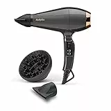 BaByliss Sèche-cheveux Air Pro avec Diffuseur - Fabriqué en Italie, Moteur Professionnel AC, Sèche-cheveux puissant 2200W, Technologie ionique Anti-Frisottis, 2 températures & 2 vitesses, Noir, 6719DE