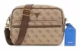GUESS sac à épaule bandoulière Milano Crossbody Double Zip Bag Beige/Brown marron clair
