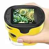 Microscope Enfant [Kit Complet] - Microscopes de Poche Numérique Écran 4K Mini Rechargeable Portable Cadeau Jouets Éducatif pour Enfants 4-12 Ans avec Carte 32Go, Coffret EVA, Lames Préparées