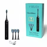 Y-Brush CleanMate - Brosse à Dents Électrique Sonique - Rechargeable USB-C - 2 Mois d'Autonomie - 5 modes de brossage - 4 têtes de brosse - Minuteur intégré