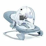 Chicco Hooplà Transat Enfant Évolutif pour Bébé de la Naissance à 18 kg, Position Fixe ou à Bascule, avec Barre de Jeu, Dossier Réglable et Coussin Réducteur, Fermeture Compacte - Titanium