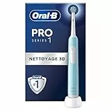 Oral-B Pro 1 Brosse À Dents Électrique Bleue, Un Capteur De Pression Pour Protéger Les Gencives Et Les Dents Sensibles, Avec Des Accessoires, 1 Brossette De Rechange, Douce Et Ronde, 1 Chargeur