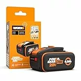 WORX Batterie Powershare Pro au Lithium-ION 20V 4Ah WA3644, Batterie Haute Performance et Longue durée Compatible avec Tous Les Outils Worx PowerShare