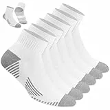 NAVYSPORT Chaussettes de sport en coton quarter pour hommes, lot de 6 paires, Quart de longueur (43-46, Blanc)