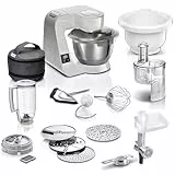 Bosch Robot de cuisine série 4 MUM5XL72, balance intégrée, 2 bols de 3,9 l, mixeur 1,25 l, kit mélangeur, hachoir à viande, hachoir à viande, coupe-cube, 1000 W, gris/argenté
