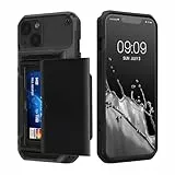 kwmobile Coque Compatible avec Apple iPhone 13 Coque - Housse Rigide avec Contour TPU et Compartiment Cartes - Noir