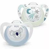 NUK Star Night & Day Tétine pour bébé | 0-6 mois | Sucettes phosphorescentes | Silicone sans BPA | Koala bleu | 2 pièces